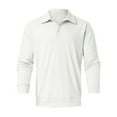 thumbnail image 1 of Mems Polo Shirts Long Sleeve Button Tees Shirts Slim Fit White Mens Casual Polo Shirts, 1 of 3