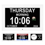Memwake Large Digital Clock, Wall Clocks with Time, Digital Alarm Clocks for 2026 World Cup, for Elderly, Dementia Clock that Provides Digital Calendar for Seniors.