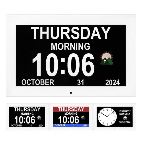 Memwake Large digital clock, wall clocks with time, Digital Alarm Clocks for elderly, Dementia clock that provides digital  calendar for seniors.