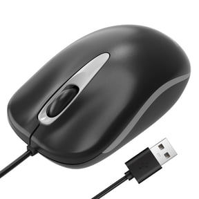Memzuoix Wired USB Mouse, 3-Button USB-A Computer Mouse with Scroll Wheel, Plug and Play for Laptop Desktop PC, Black