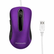Memzuoix Wired USB Mouse, 5 Buttons, DPI Up to 1200, Ergonomic Cord Mouse for PC/Mac/Laptop-Purple