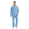 thumbnail image 1 of Men 100% Cotton Pajama Sets Long Sleeve PJS For Men Button Down Stretchy knit Nightwear Soft Lounge Set, 1 of 1