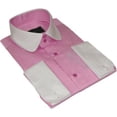 thumbnail image 1 of Men 100% Cotton Shirt CIERO MONTERO Turkey #STN 05 Pink/White Collar Slim Fit, 1 of 5
