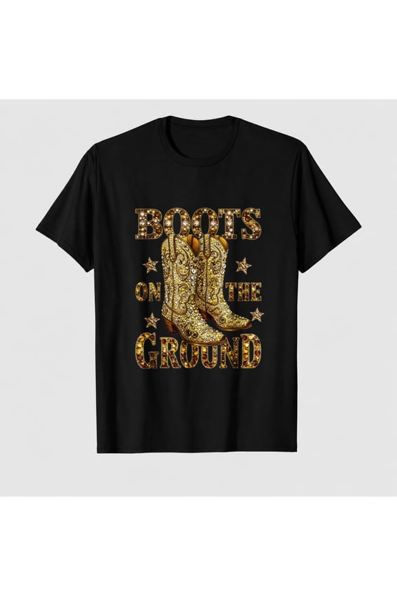Men 100% Cotton T-Shirt Western Cowgirl Boots Graphic Retro Rodeo Style for Country Concert