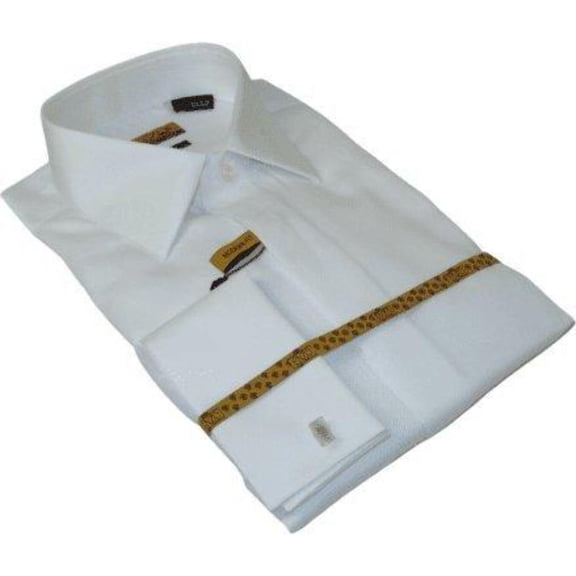 Men 100% Egyptian Cotton Shirt French Cuffs Wrinkle Resistance ENZO 71402 White