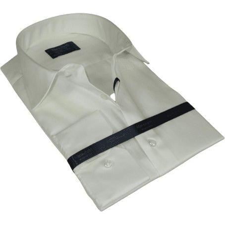Men 100% Sateen Cotton Shirt Manschett Quesste Turkey Slim Fit 4010-09 Ivory