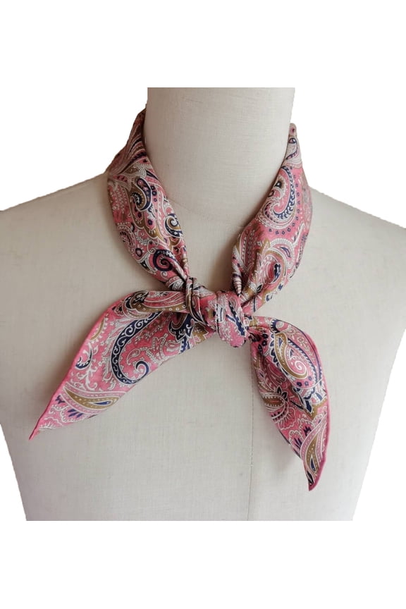 Men 100 Silk Twill Square Scarf 26"x26" Neck Scarves Wrap Business Work Casual Party Breathable Paisley Pink