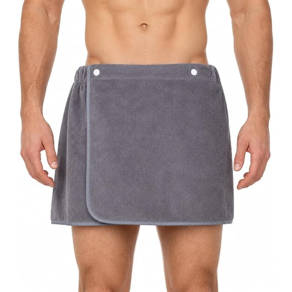 Men 11.8 Inch Microfiber Wearable Bath Wrap Towel Shorts, Grey