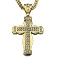 thumbnail image 1 of Men 18k Gold Plated Huge Flared Cross Fully Iced Pendant Cuban Hip Hop Chain 30", 1 of 17