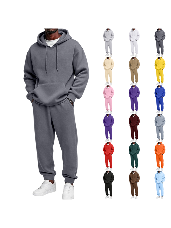 Men 2 Piece Fleece Oversized Hoodies and Jogger Sweatpants Sets Comfort Big and Tall Lounge Activewear Sets