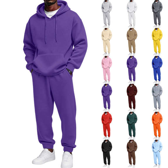 Men 2 Piece Fleece Oversized Hoodies and Jogger Sweatpants Sets Comfort Big and Tall Lounge Activewear Sets