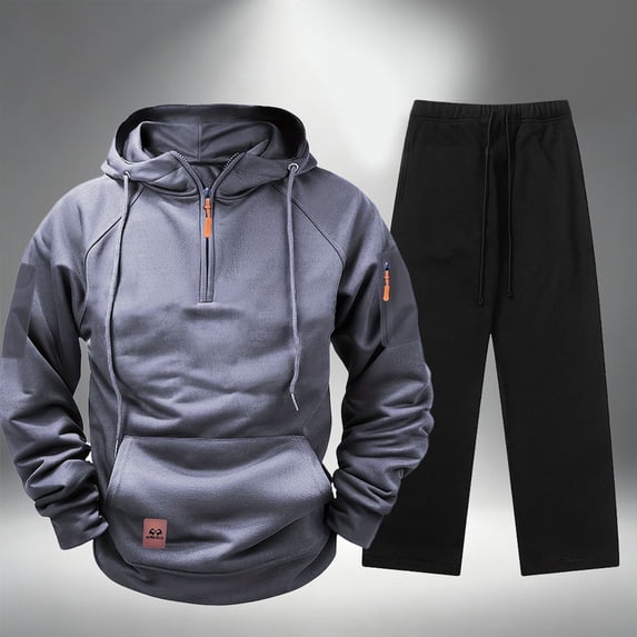 Men 2 Piece Outfits Hooded Sweatshirt and Sweatpants Set Hoodie Joggers Sets 2 Piece Plain Tracksuit Jogging Bottoms Track Suits Outfits Sweatsuits Gray XL