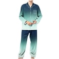 thumbnail image 1 of Men 2 Piece Pajamas Sets Long Sleeve Shirts and Pants Pajama Outfits Lightweight Gradient Printed Sleepwear Loungewear Set with Pocket, 1 of 6