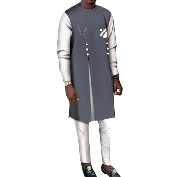 Men 2 Pieces Pants Sets African Clothes Casual Men Patchwork Top Shirt and Pants Sets African Men Clothes