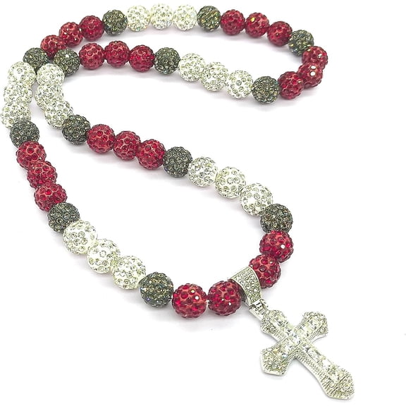 Men 20 Women Baseball Necklace for Inch Bling Ice Collection Cross Pendant Necklace for Rhinestone Clay Beaded Discoball Baseball Accessories Gifts for Baseball Team Players Lovers-Dark[j621]