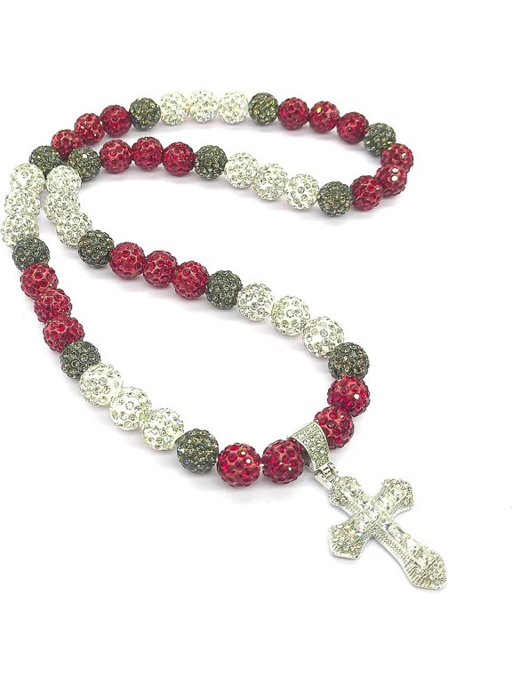 Men 20 Women Baseball Necklace for Inch Bling Ice Collection Cross Pendant Necklace for Rhinestone Clay Beaded Discoball Baseball Accessories Gifts for Baseball Team Players Lovers-Dark[j621]