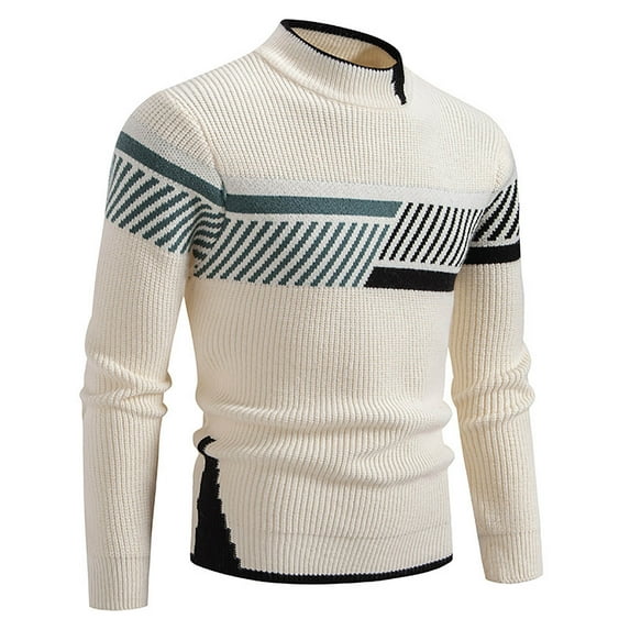 Men 2024 New Semi High Crew Neck Matching Color Sweater Sweater Base