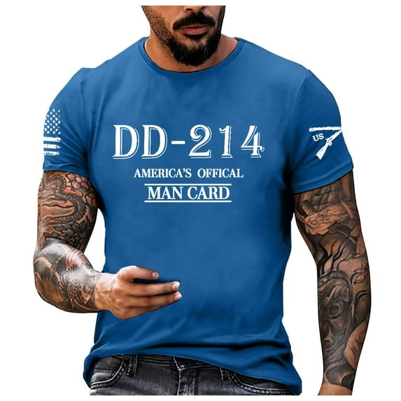 Men 214 Veterans Printed Round Neck Short Sleeve T Shirt Casual Trend Veterans Retired Short Sleeve T Shirt Top Night Shirts for Men Sleepwear T Shirts Men Pack Big And Tall T Shirts Transfer Paper