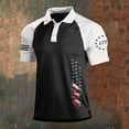 thumbnail image 1 of Men 250 Anniversary USA Polo Shirt American Falg Print Stand Collar Patriotic 1776-2026 July 4th Shirts With Button Loose Short Sleeve Pullover Blouses Black S, 1 of 3