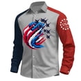 thumbnail image 1 of Men 250th Anniversary Shirt American Flag Printed Button Down Collared T-Shirts Fashion Long Sleeve Patriotic Tee, 1 of 4