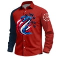 thumbnail image 1 of Men 250th Anniversary Shirt American Flag Printed Button Down Collared T-Shirts Fashion Long Sleeve Patriotic Tee, 1 of 4