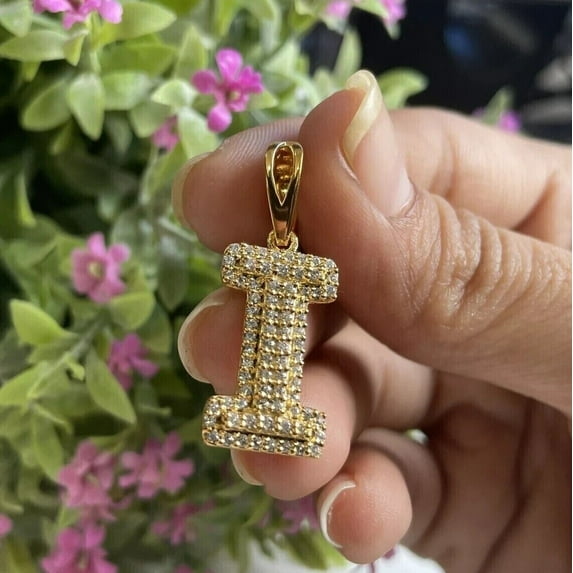 Men 2CT Lab Created Diamond Customized Name Pendant Charm 14k Yellow Gold Plated