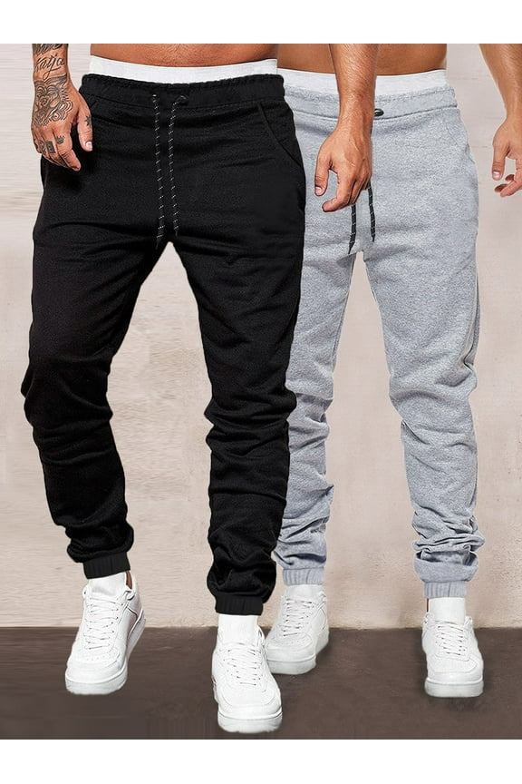 Men 2pack Drawstring Waist Sweatpants