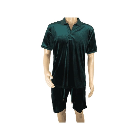 Men 2pc Stacy Adams leisure jogging suit Shorts Set Summer  3820 Green Velvet