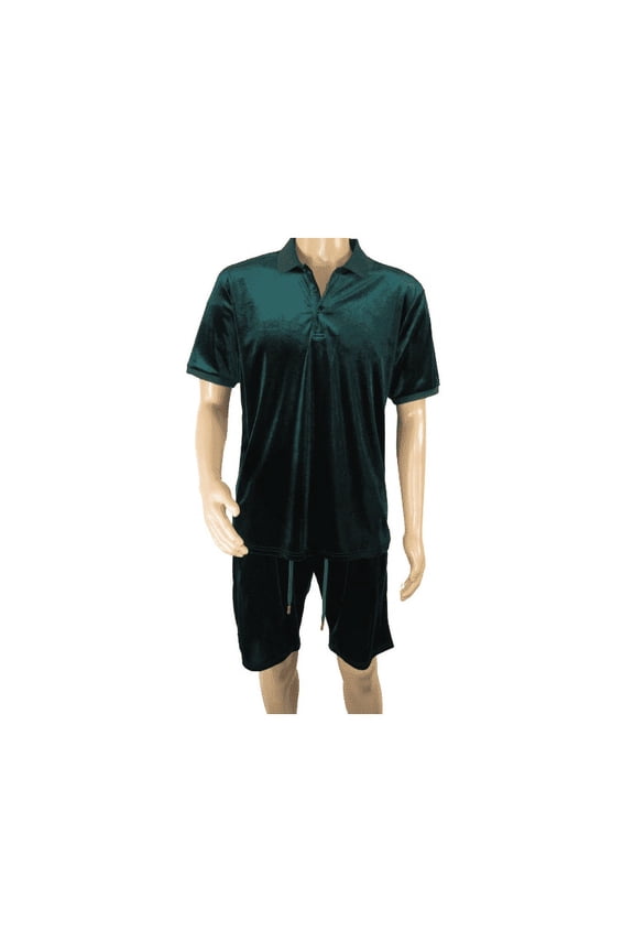 Men 2pc Stacy Adams leisure jogging suit Shorts Set Summer  3820 Green Velvet