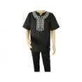 thumbnail image 1 of Men 2pc Stacy Adams leisure suit Linen Cotton With Embroidery 3668 Black White, 1 of 6