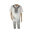 thumbnail image 1 of Men 2pc Stacy Adams leisure suit Linen Cotton With Embroidery 3668 white black, 1 of 6