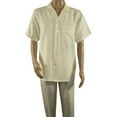 thumbnail image 1 of Men 2pc Walking Leisure Suit Short Sleeves By DREAMS 256-05 Solid Cream Ivory, 1 of 9