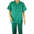 thumbnail image 1 of Men 2pc Walking Leisure Suit Short Sleeves By DREAMS 255-14 Solid Emerald green, 1 of 7