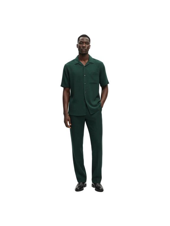 Men 2pc Walking Leisure Suit Short Sleeves By DREAMS 256-24 Hunter Green