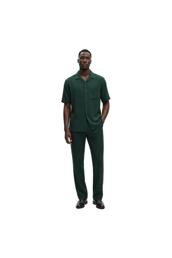 Men 2pc Walking Leisure Suit Short Sleeves By DREAMS 256-24 Hunter Green