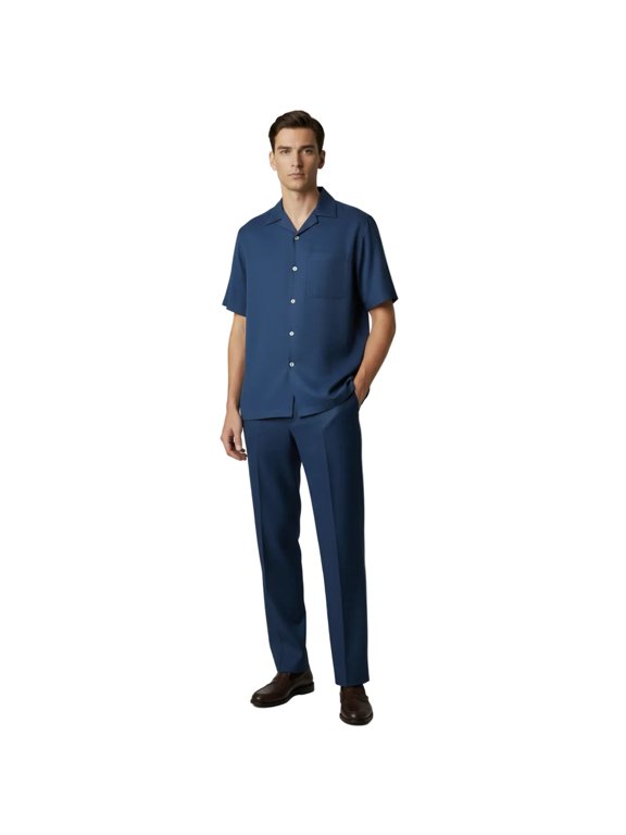 Men 2pc Walking Leisure Suit Short Sleeves By DREAMS 256-41 Sailor Blue