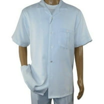 Men 2pc Walking Leisure Suit Short Sleeves By DREAMS 256 Solid White New