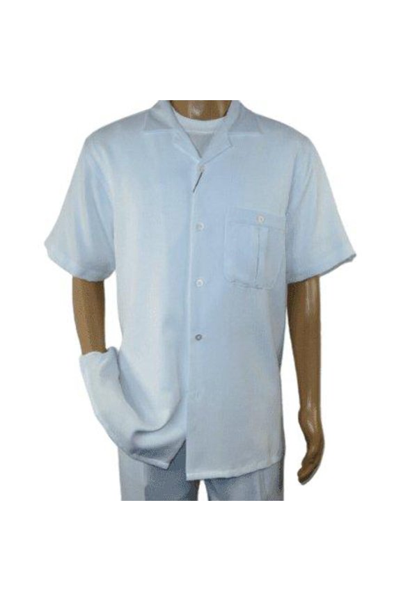 Men 2pc Walking Leisure Suit Short Sleeves By DREAMS 256 Solid White New