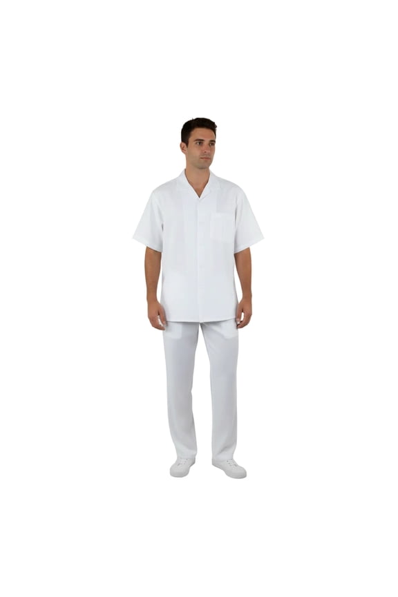 Men 2pc Walking Leisure Suit Short Sleeves By DREAMS 256 Solid White New