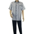 thumbnail image 1 of Men 2pc Walking Leisure Suit Short Sleeves By DREAMS Checker 282-01 Navy Blue, 1 of 8