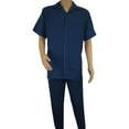 thumbnail image 1 of Men 2pc Walking Leisure Suit Short Sleeves By DREAMS Fancy 265-31 Sailor Blue, 1 of 8