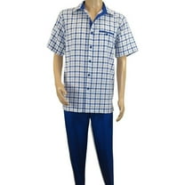 Men 2pc Walking Leisure Suit Short Sleeves By DREAMS Fancy 283-11 Royal Blue