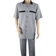 thumbnail image 1 of Men 2pc Walking Leisure Suit Short Sleeves DREAMS 263-00 Black white Salt pepper, 1 of 7