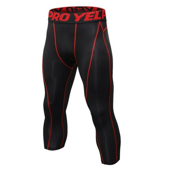 Men 3/4 Leggings Fitness Compression Sports Tights Base Layer Yoga Pants
