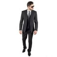 thumbnail image 1 of Men 3 Piece Slim Fit Double Vested Notch Lapel Black Suit, 1 of 1