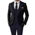 thumbnail image 1 of Men 3 Piece Suit Slim Fit Blazer Vest Pants Wedding Prom Suits Navy Size XL, 1 of 10
