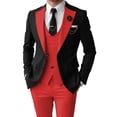 thumbnail image 1 of Men 3 Piece Suit Slim Fit Blazer Vest Pants Wedding Prom Suits Red Size XL, 1 of 10