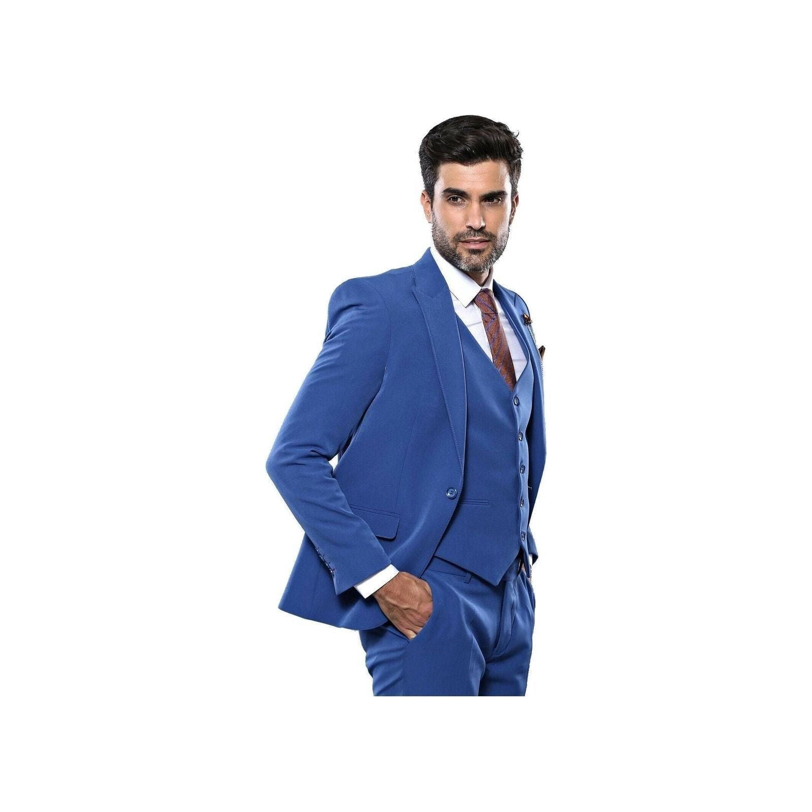 Men 3 Piece Suit WESSI by J.VALINTIN Extra Slim Fit JV3 Light Blue