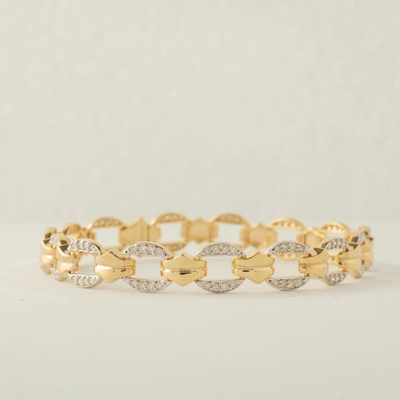 Men's Diamond Chain Link Bracelet, 14K Solid Gold, Natural Diamonds, Linked Cuban Bracelet, Geometric Jewelry, Ready To Ship, IGI Certified