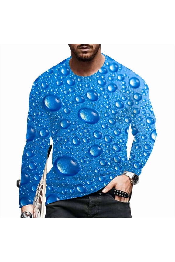 Men 3D Blue Water Drop Fashion Quick Dry Novelty Graphic Tee